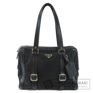 Prada Tessuto tote bag black leather handles